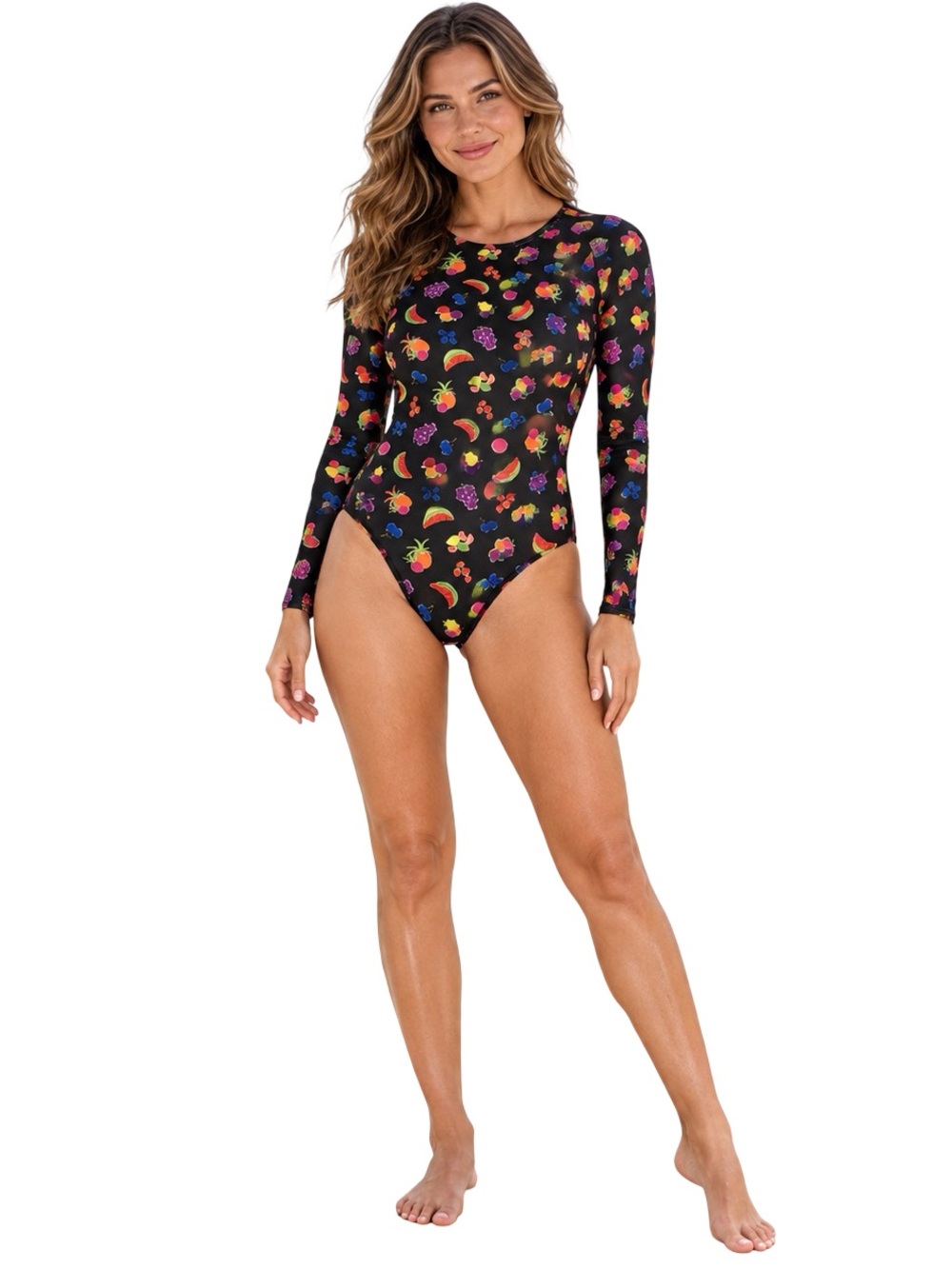 NWT Kate Spade Radiant Fruit Long Sleeve Rash Guard Swimsuit Small